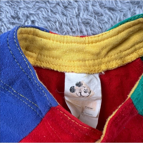 Vintage Disney 90s Mickeys Boys Club Colorblock Romper Multicolor12MO - Picture 5 of 6